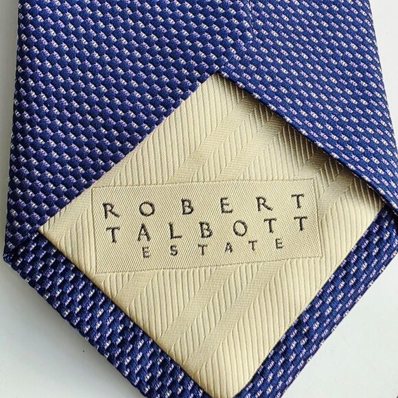 Robert Talbott Estate Luxury Designer Hand Sewn Silk Blue Mens Necktie Tie 4" - Picture 6 of 9